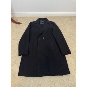J.Crew Top Coat Womens 12 Black Daphne Italian Boiled Wool Overcoat Unlined